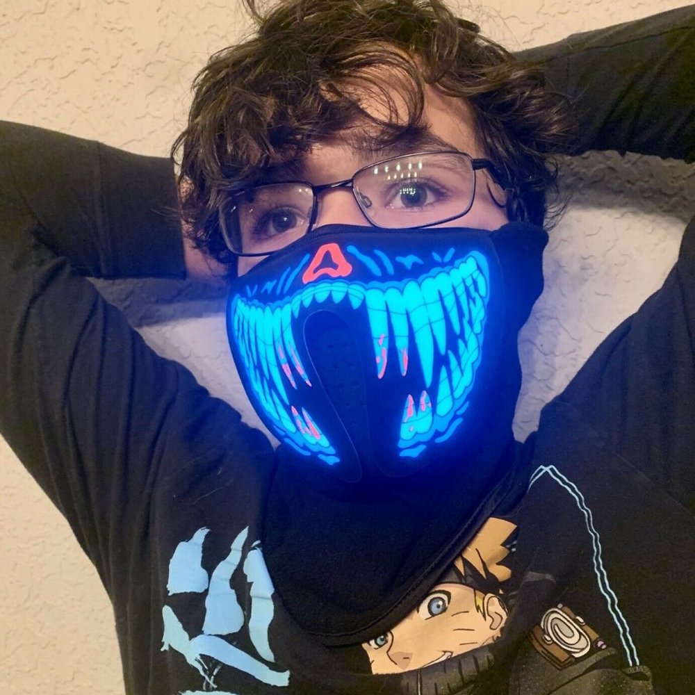 LED Light Up Half Mask for Party, Rave, Halloween.